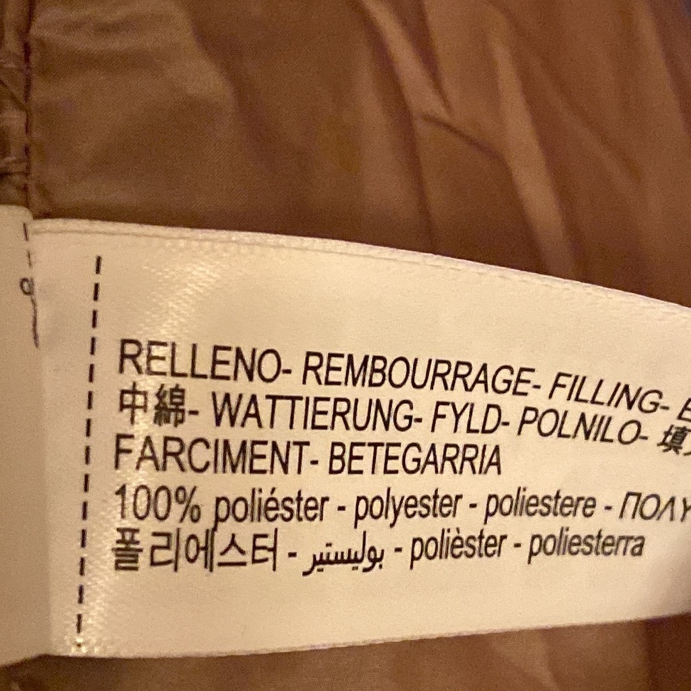 NWT. Massimo Dutti Camel/Light Brown Double-Breasted Puffer Jacket. Size S. - Picture 10 of 11